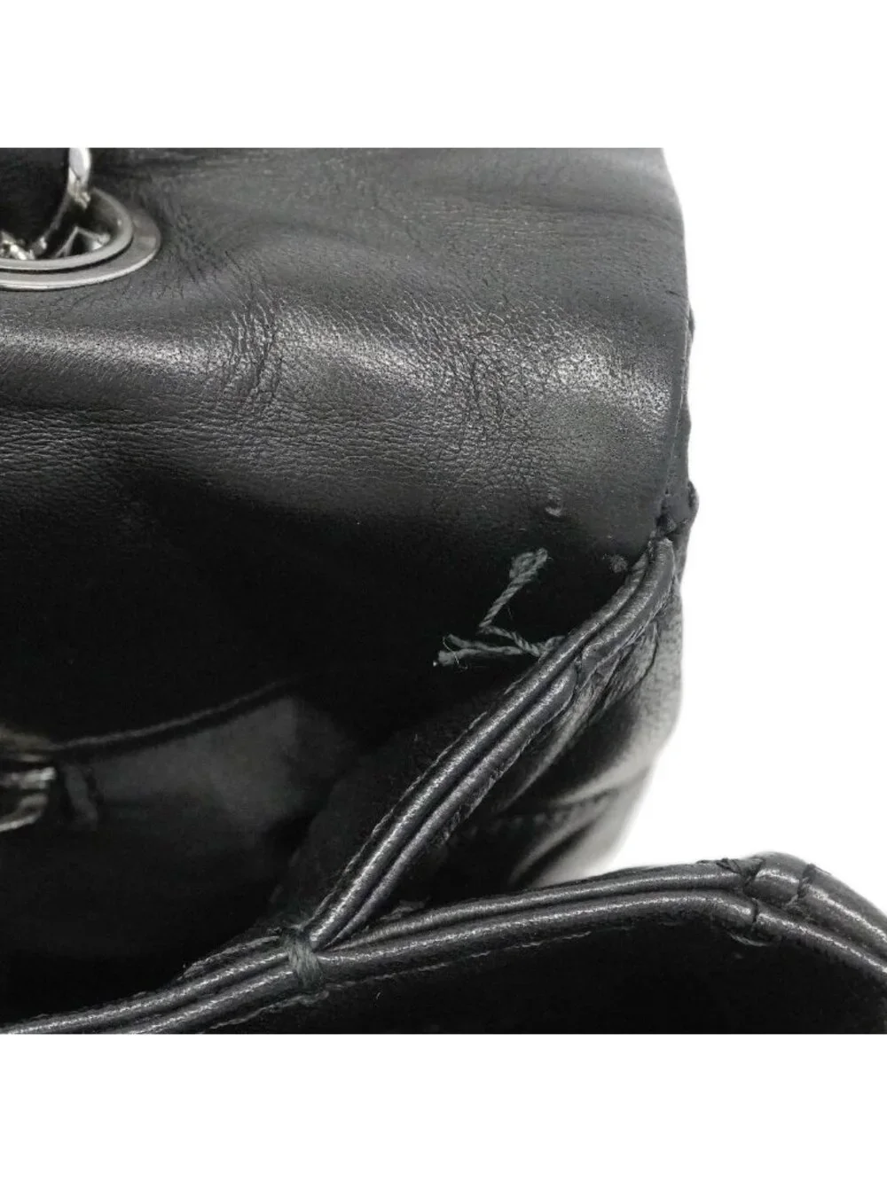 Chanel Shoulder Bag Quilted Lambskin Black Silver